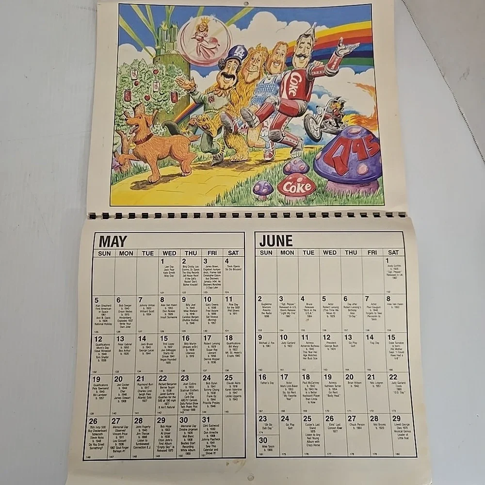 Vintage 1991 Bob & Tom Q95 Radio Calendar Coca-Cola Advertising WFBQ Indy